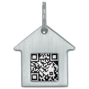 Placa Para Mascotas Código QR blanco minimalista ID simple escaneable