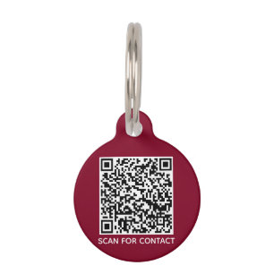 Placa Para Mascotas Código QR burdeos sin contacto información de cont