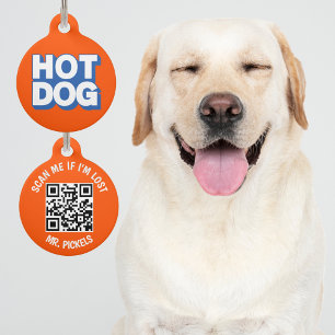 Placa Para Mascotas Código QR de perro caliente perdido