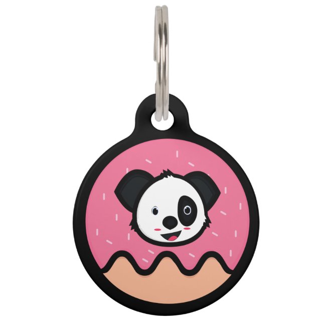 Placa Para Mascotas Código QR del perro donut perdido (Anverso)