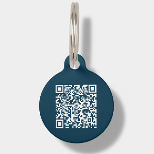Placa Para Mascotas Código QR del Personalizado azul de la marina Bu