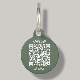 Placa Para Mascotas Código QR del Personalizado verde forestal Explo