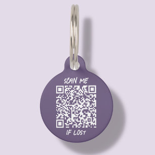 Placa Para Mascotas Código QR personalizable púrpura   Buscar etiqueta
