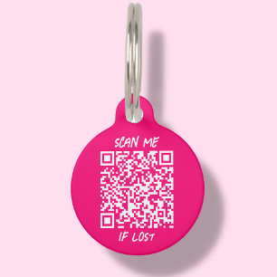 Placa Para Mascotas Código QR Personalizado rosa caliente   Buscar eti