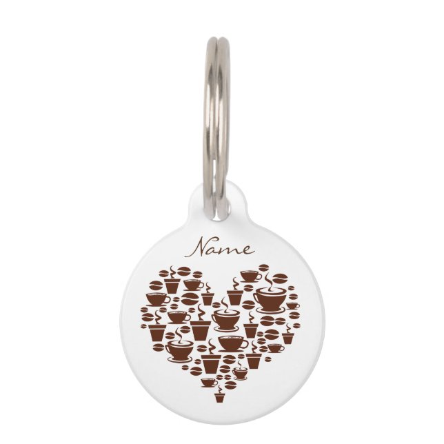 Placa Para Mascotas Coffee Lover Heart Thunder_Cove (Anverso)
