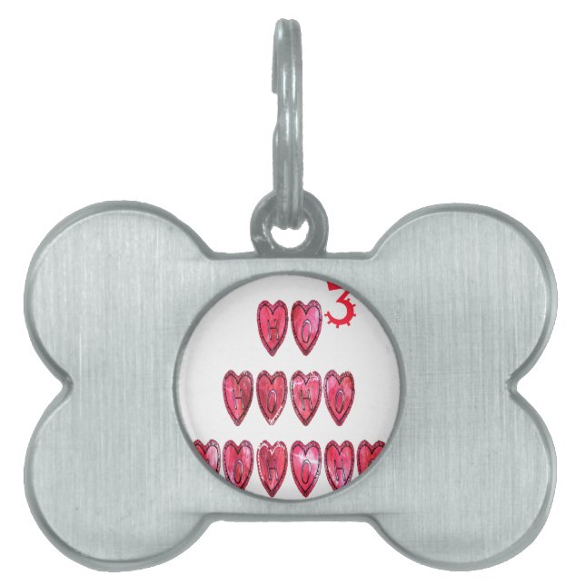Placa Para Mascotas Colección Ho Ho Ho Ho Hearts. (Frente)