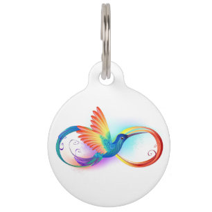 Placa Para Mascotas Colibrí arcoiris con símbolo Infinity