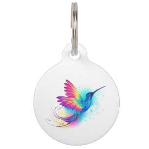 Placa Para Mascotas Colibrí arcoiris exótica