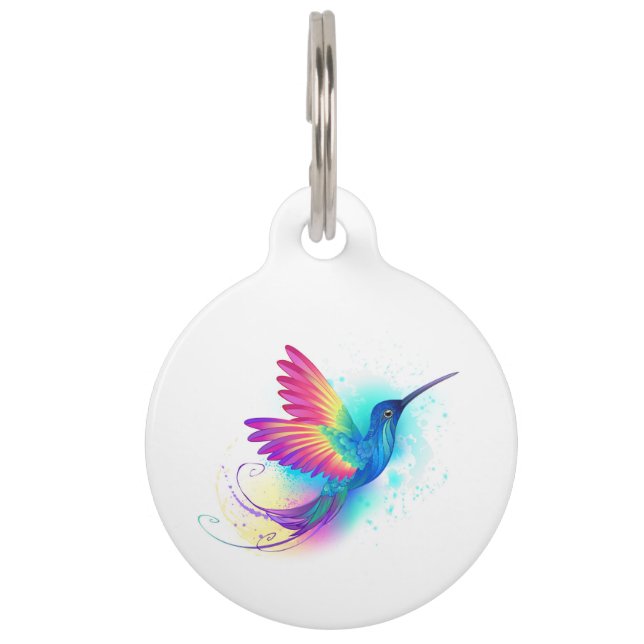 Placa Para Mascotas Colibrí arcoiris exótica (Anverso)