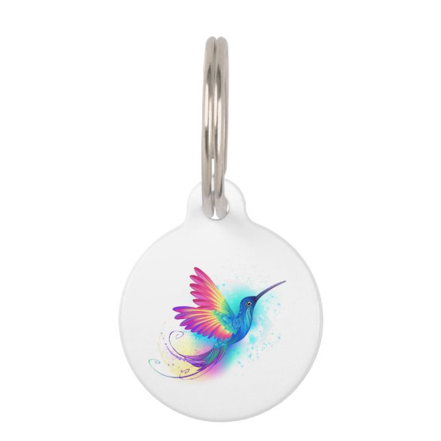 Placa Para Mascotas Colibrí arcoiris exótica (Anverso)