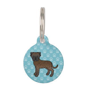 Placa Para Mascotas Collar de Bullmastiff Marrón y Info Personalizada