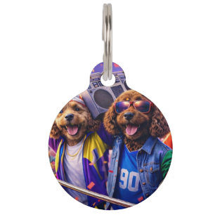 Placa Para Mascotas Collar de perro Amigos Retro Cockapoo   Estilo div
