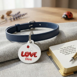 Placa Para Mascotas Collar de Señora Cucaracha "AMOR" Personalizado pa