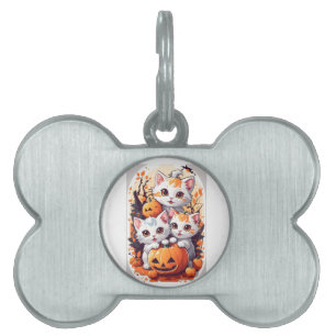 Placa Para Mascotas Collar para perro gatitos lindos de Halloween - Id