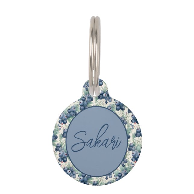 Placa Para Mascotas Collar personalizado del arándano para perro o gat (Anverso)