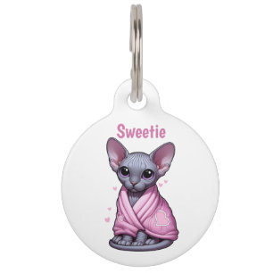 Placa Para Mascotas Collar personalizado para gatito Sphynx adorable
