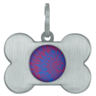 Placa Para Mascotas Color azul brillante y rojo espiral tye