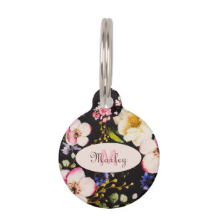 Placa Para Mascotas Color de agua rosas amarillas rosas rosas rosas ne