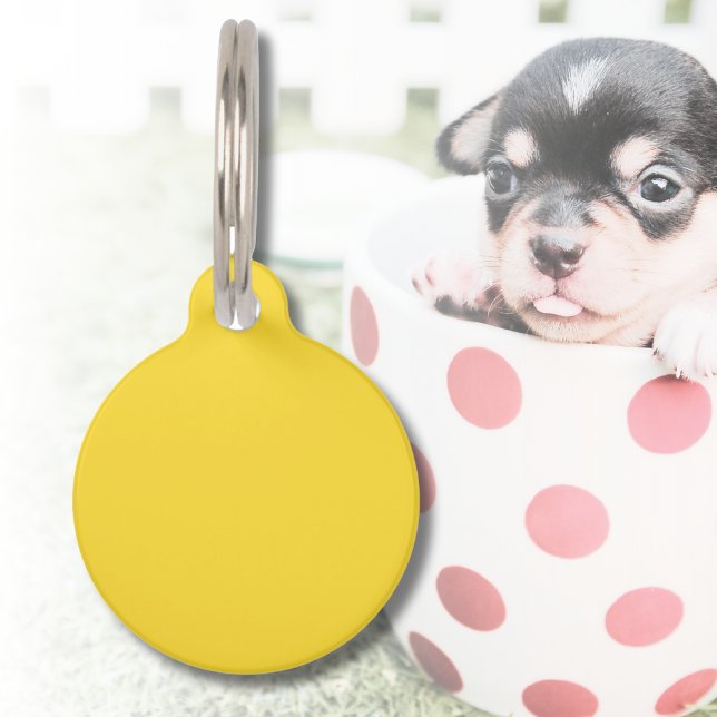 Placa Para Mascotas Color sólido amarillo solar | Clásico Elegante (Subido por el creador)