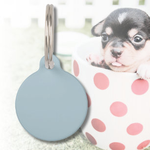 Placa Para Mascotas Color sólido azul pastel Clásica Elegante