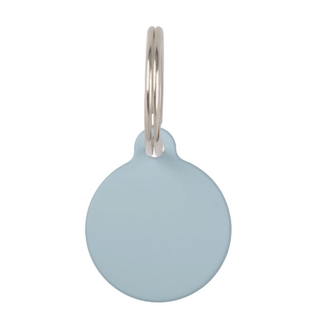 Placa Para Mascotas Color sólido azul pastel | Clásica | Elegante (Anverso)