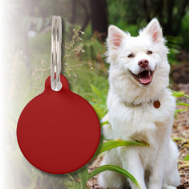 Placa Para Mascotas Color sólido rojo Crimson | Clásica | Elegante