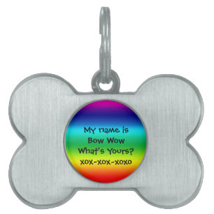 Placa Para Mascotas Colores del arcoiris: Bow Wow