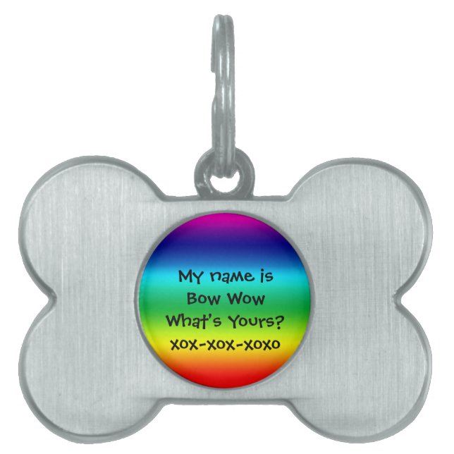 Placa Para Mascotas Colores del arcoiris: Bow Wow (Frente)
