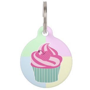 Placa Para Mascotas Colores pastel de magdalena rosa linda