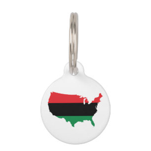 Placa Para Mascotas Colores rojos, negros y verdes de los afroamerican