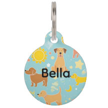 Colorful Paw Print Fun Dog ID Tag | Playful Tennis