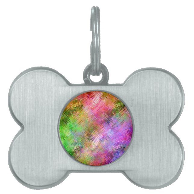 Placa Para Mascotas Colorida textura de vidrio opal (Frente)