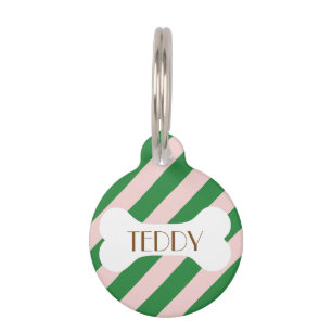 Placa Para Mascotas Coloridas franjas Minimalistas de color brillante