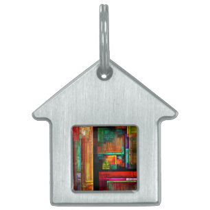 Placa Para Mascotas Coloridas plazas Patrón de arte abstracto moderno