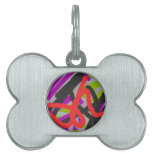 Placa Para Mascotas colorido arte abstracto 7564