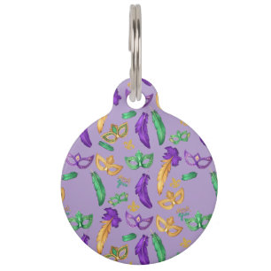 Placa Para Mascotas Colorido Mardi Gras con estampado