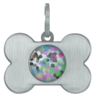 Placa Para Mascotas Coloridos puntos de Bokeh Confetti
