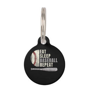 Placa Para Mascotas Come Dormir Béisbol Repetir Divertido Jugador de B