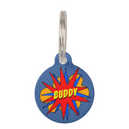 Placa Para Mascotas Comic Book Personalizado Dog Name Dog Tag