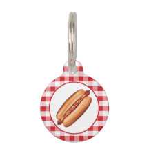 Comida Rápida Hot Dog Snack Sobre Gingham Rojo