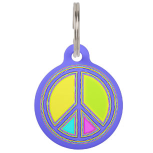 Placa Para Mascotas Con Colores Llenos Signo de PAZ 1