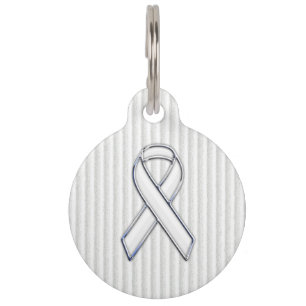 Placa Para Mascotas Conciencia de cinta blanca cromada sobre bandas ve
