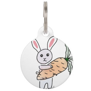 Placa Para Mascotas Conejito con una zanahoria