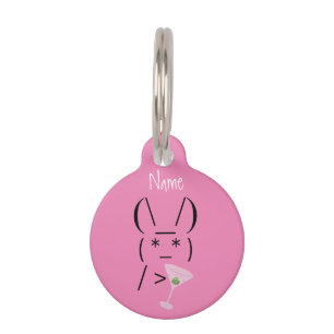 Placa Para Mascotas Conejito de Ascii con martini Thunder_Cove