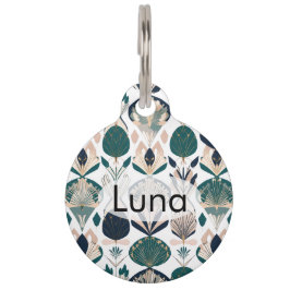 Placa Para Mascotas Conejito dorado de Pascua Art Deco personalizado |