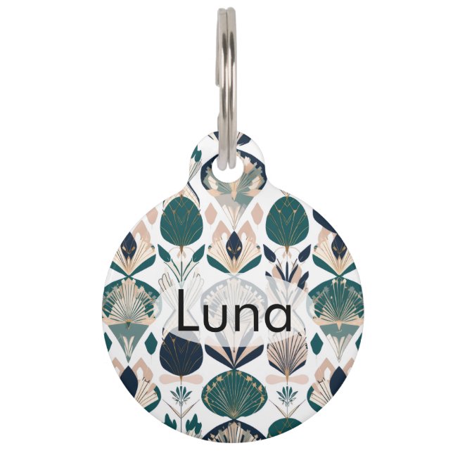 Placa Para Mascotas Conejito dorado de Pascua Art Deco personalizado | (Anverso)