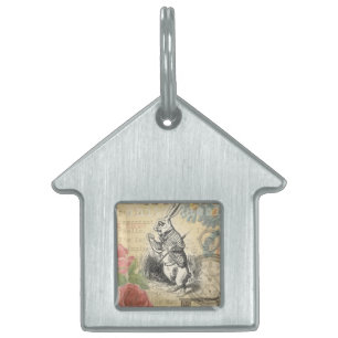 Placa Para Mascotas Conejo Blanco Aventuras de Alicia en el País de la