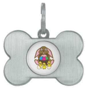 Placa Para Mascotas Conejo de huevos de Pascua