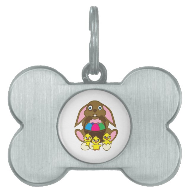 Placa Para Mascotas Conejo de huevos de Pascua (Frente)