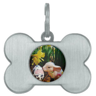 Placa Para Mascotas Conejo de Pascua y huevo de vaca
